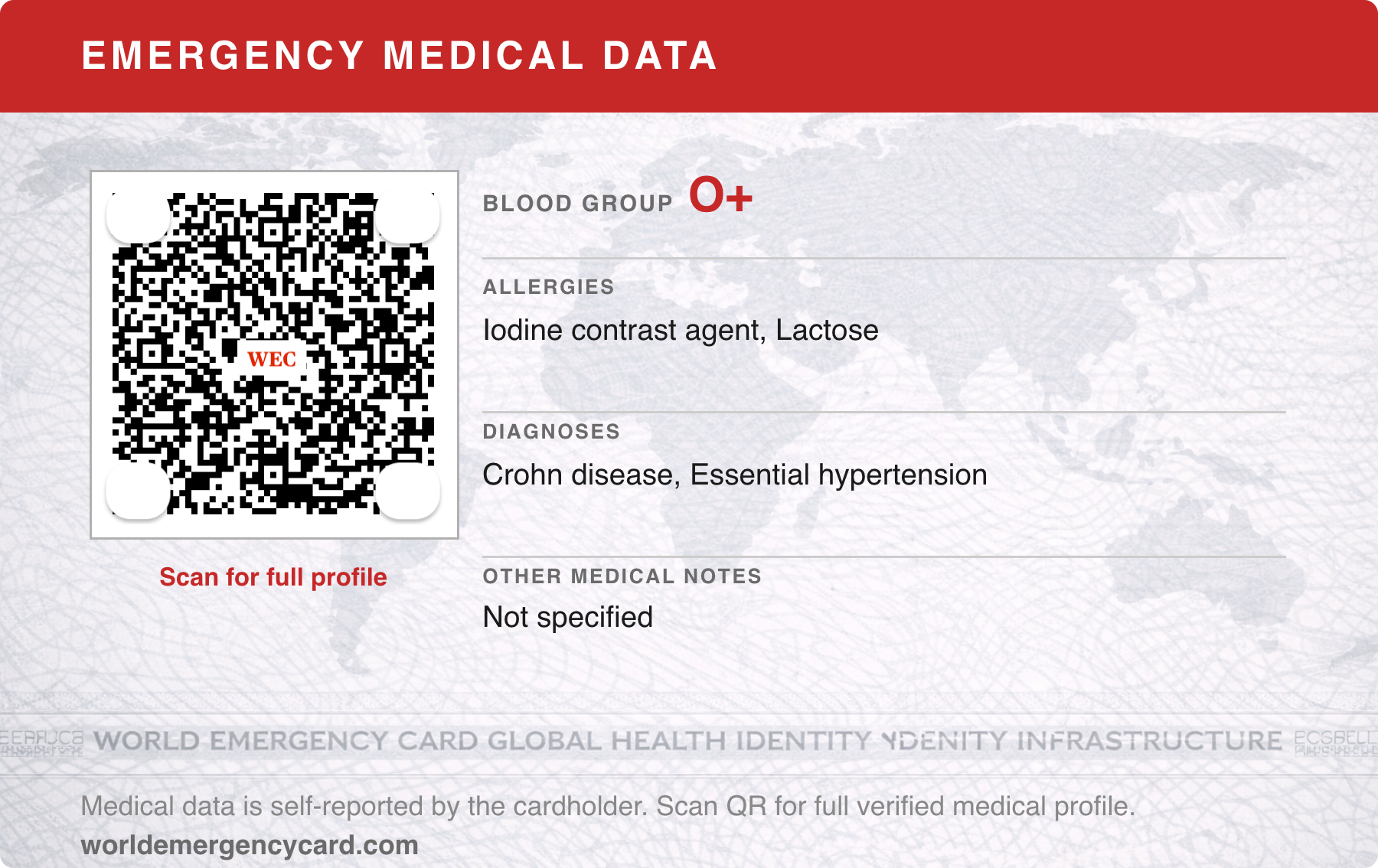 Global Health ID Infrastructure — World Emergency Card